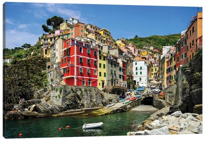 Cinque Terre Riomaggiore Italy Canvas Art Print - Coastal Village & Town Art