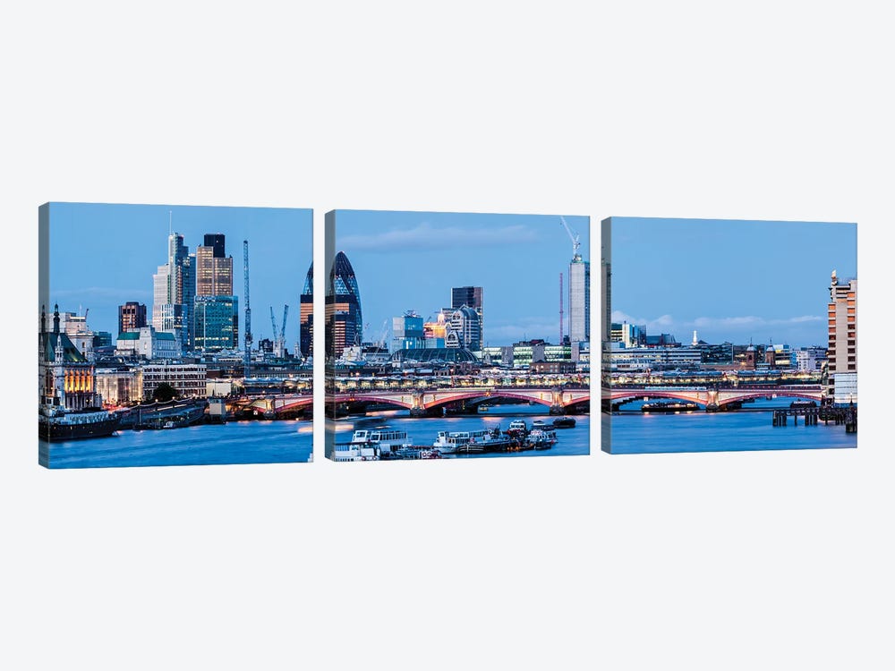 Panorama Of St Paul Cathedral London by Paul Rommer 3-piece Canvas Print