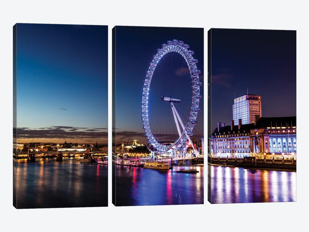 London Eye And London Cityscape by Paul Rommer 3-piece Canvas Art
