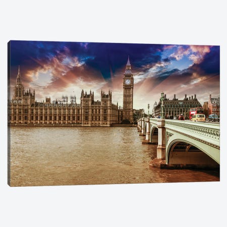 London The Thames Canvas Print #PUR5625} by Paul Rommer Canvas Artwork