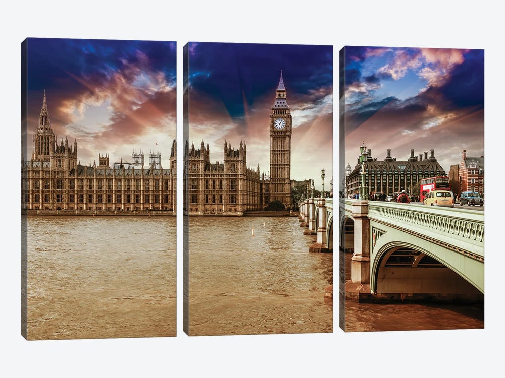 London The Thames by Paul Rommer 3-piece Canvas Print