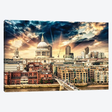 London Beautiful Aerial View Canvas Print #PUR5627} by Paul Rommer Canvas Art
