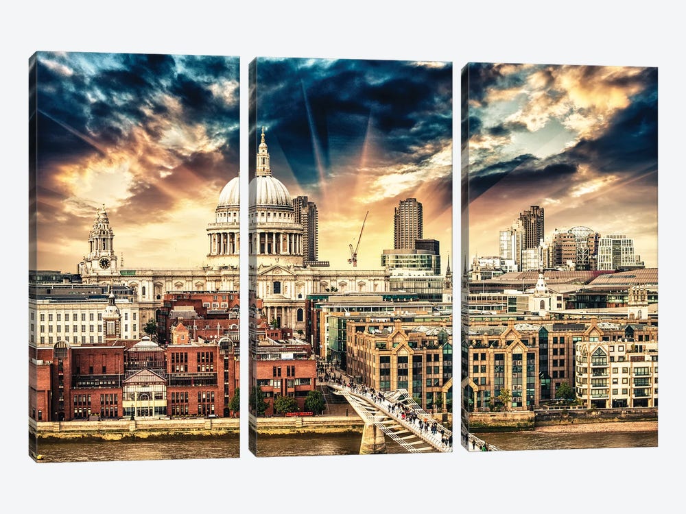 London Beautiful Aerial View by Paul Rommer 3-piece Canvas Art Print
