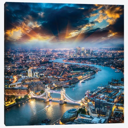 London Aerial View Of Tower Canvas Print #PUR5628} by Paul Rommer Art Print