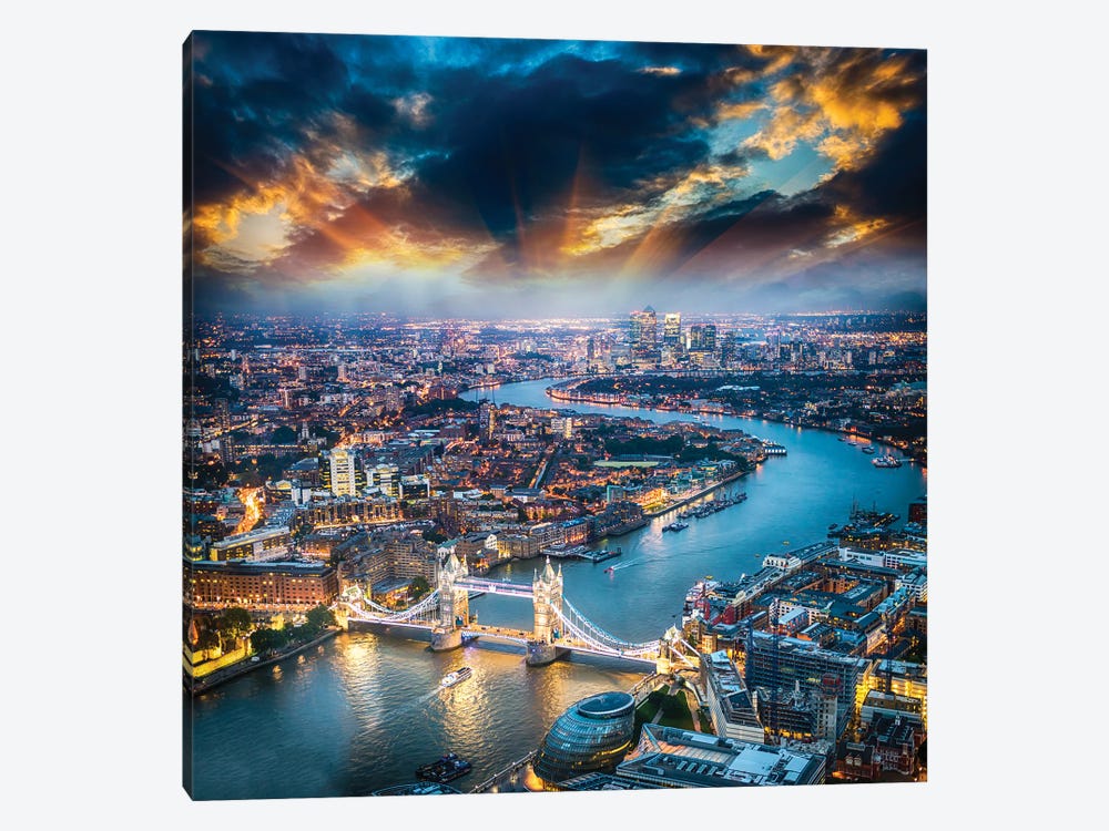 London Aerial View Of Tower by Paul Rommer 1-piece Canvas Wall Art