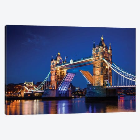 Tower Bridge In London The Uk At Night Canvas Print #PUR5629} by Paul Rommer Art Print