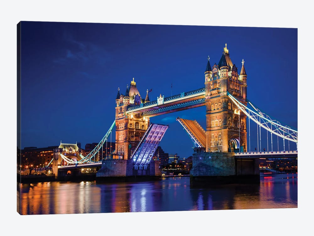Tower Bridge In London The Uk At Night by Paul Rommer 1-piece Canvas Art Print