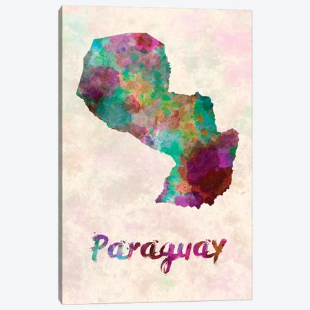 Paraguay In Watercolor Canvas Print #PUR562} by Paul Rommer Canvas Art Print