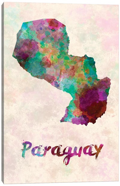 Paraguay In Watercolor Canvas Art Print