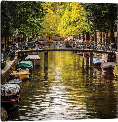 Canal In Amsterdam Canvas Art Print - Amsterdam Art