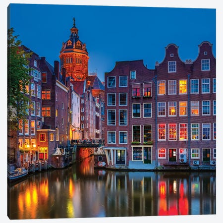 Amsterdam At Night Canvas Print #PUR5636} by Paul Rommer Canvas Art Print