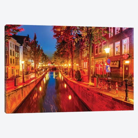 Red District In Amsterdam Canvas Print #PUR5639} by Paul Rommer Canvas Artwork