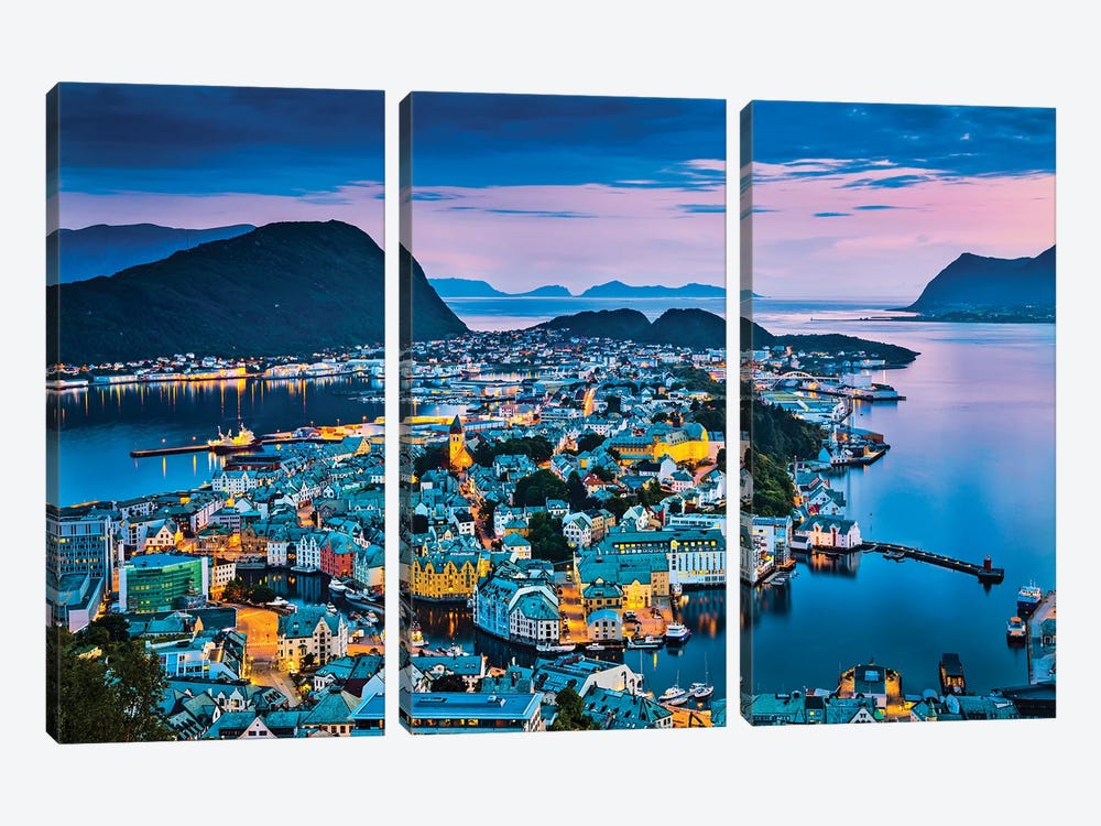 Alesund Norway by Paul Rommer 3-piece Canvas Wall Art