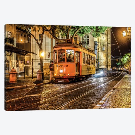 Lisbon Street Scene Canvas Print #PUR5642} by Paul Rommer Art Print