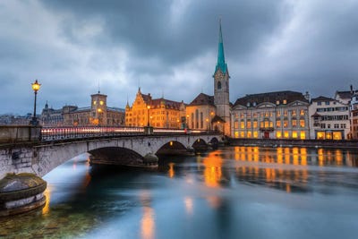Zurich At Dusk by Paul Rommer canvas print