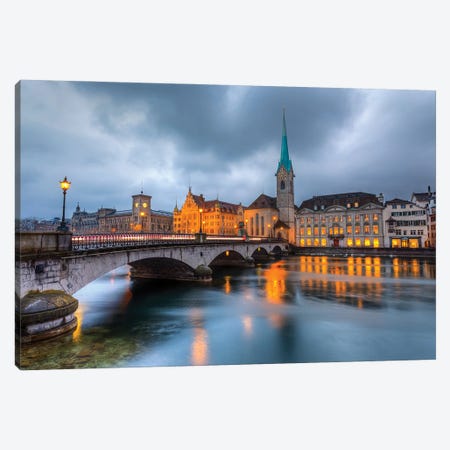 Zurich At Dusk Canvas Print #PUR5648} by Paul Rommer Canvas Print