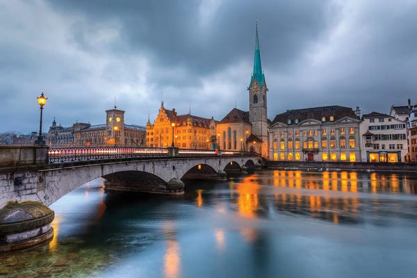 Zurich: Zurich At Dusk by Paul Rommer