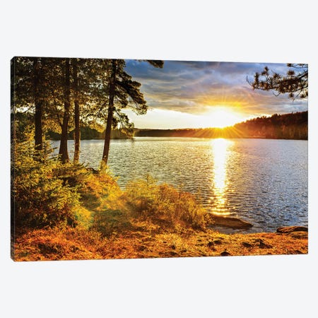 Sunset Over Lake Canvas Print #PUR5655} by Paul Rommer Art Print
