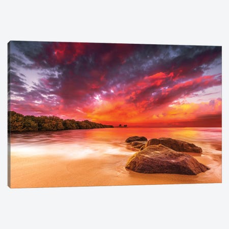 Tropical Sunset Canvas Print #PUR5669} by Paul Rommer Art Print
