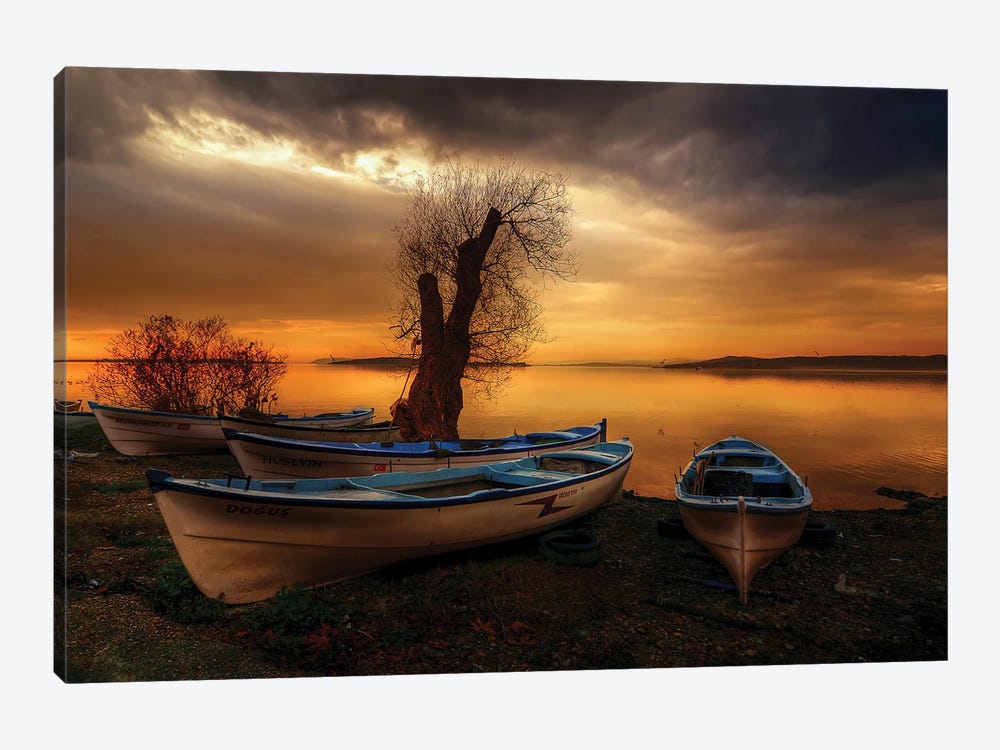 Boats In Sunset by Paul Rommer 1-piece Canvas Artwork