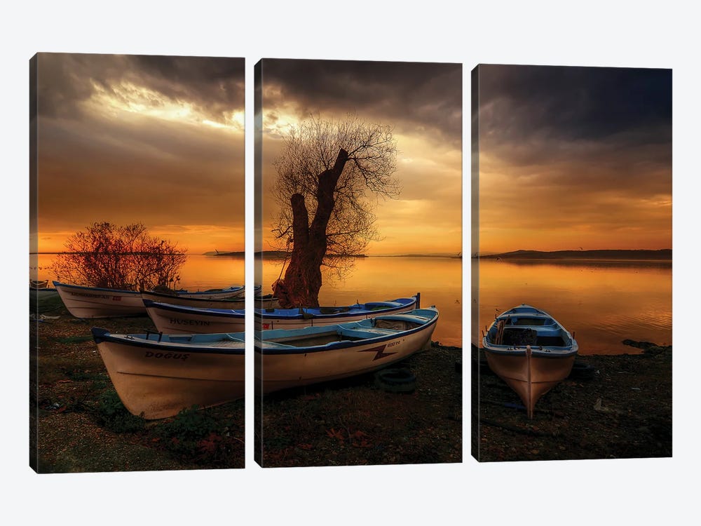 Boats In Sunset by Paul Rommer 3-piece Canvas Art