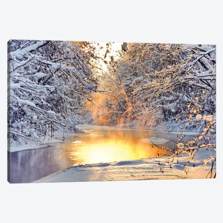 The River In The Winter At Sunset Canvas Print #PUR5673} by Paul Rommer Canvas Wall Art