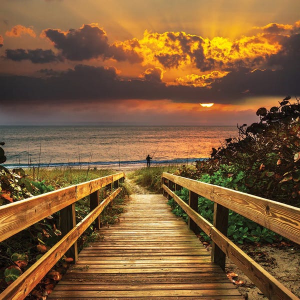 Paul Rommer: Boardwalk On Beach by Paul Rommer
