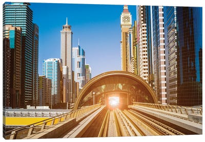 Modern Subway Line In Dubai Canvas Art Print - United Arab Emirates Art