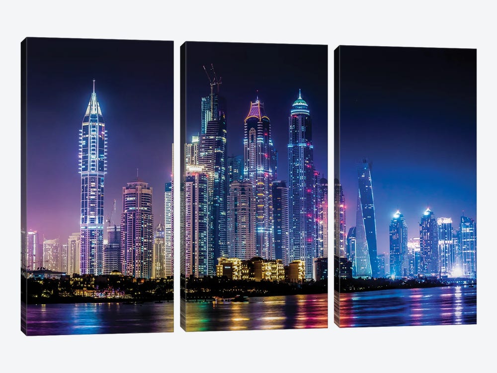 Dubai Marina Cityscape UAE by Paul Rommer 3-piece Canvas Print