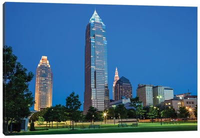 Night In The Middle Of Cleveland Canvas Art Print - Ohio Art