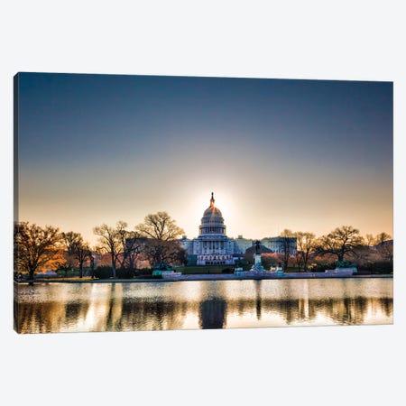 Sunrise Behind The Dome Of The Capitol In DC Canvas Print #PUR5686} by Paul Rommer Canvas Artwork