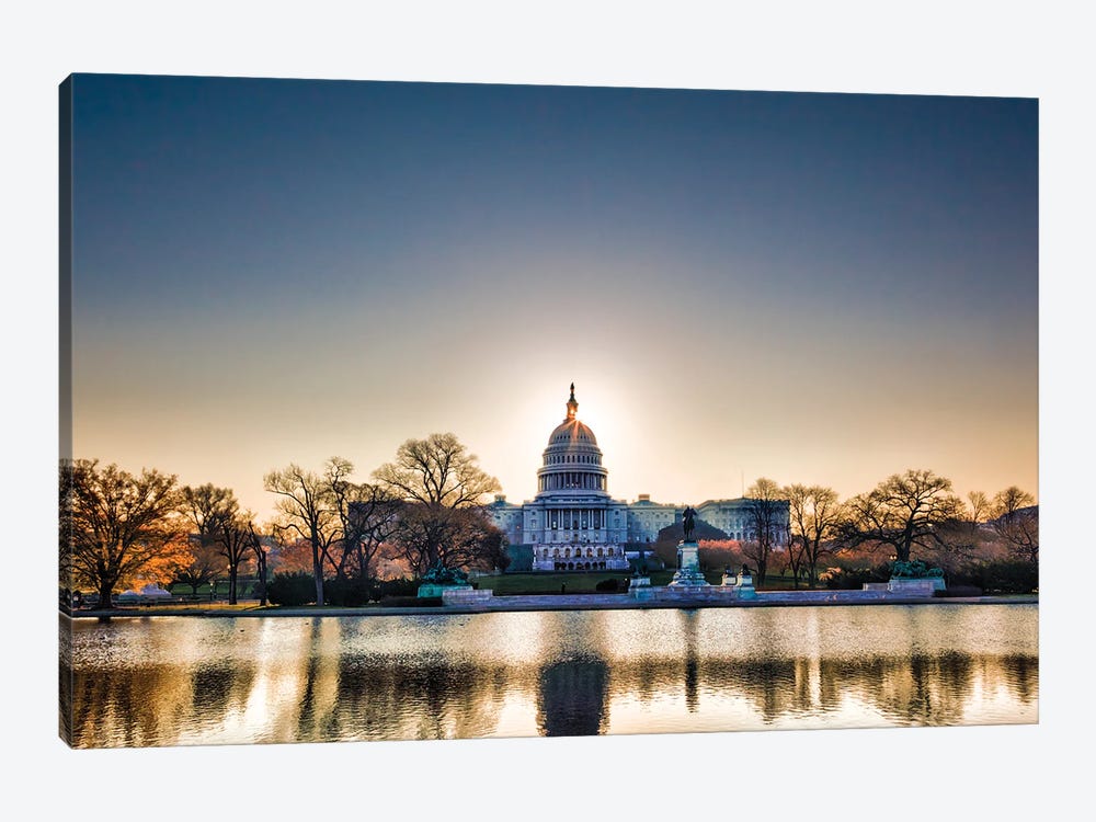 Sunrise Behind The Dome Of The Capitol In DC by Paul Rommer 1-piece Canvas Art