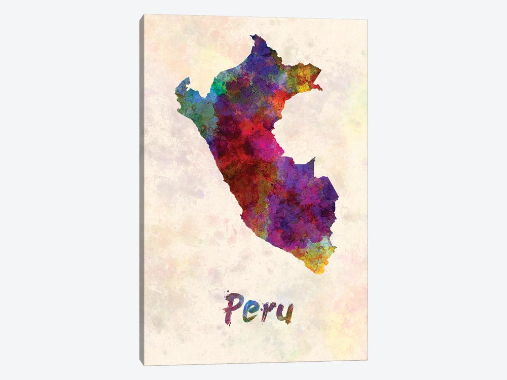 Peru In Watercolor by Paul Rommer 1-piece Canvas Print