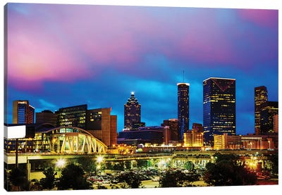 Downtown Atlanta At Night Canvas Art Print - Atlanta Skylines