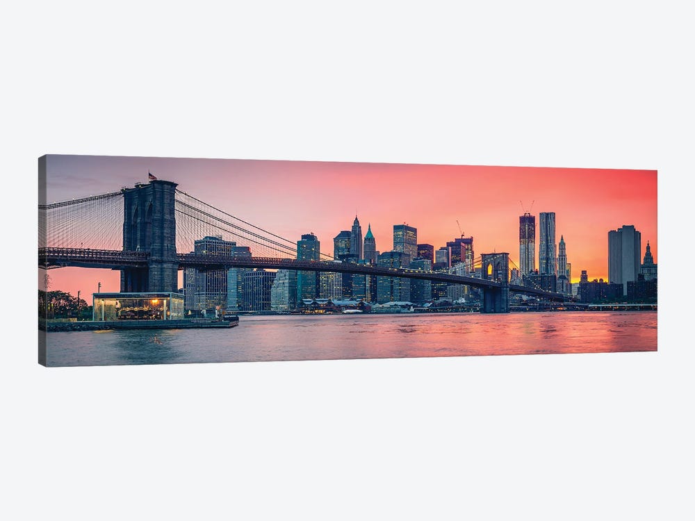 Brooklyn Bridge And Manhattan by Paul Rommer 1-piece Canvas Print