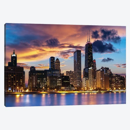 Chicago Skyline Canvas Print #PUR5719} by Paul Rommer Canvas Print