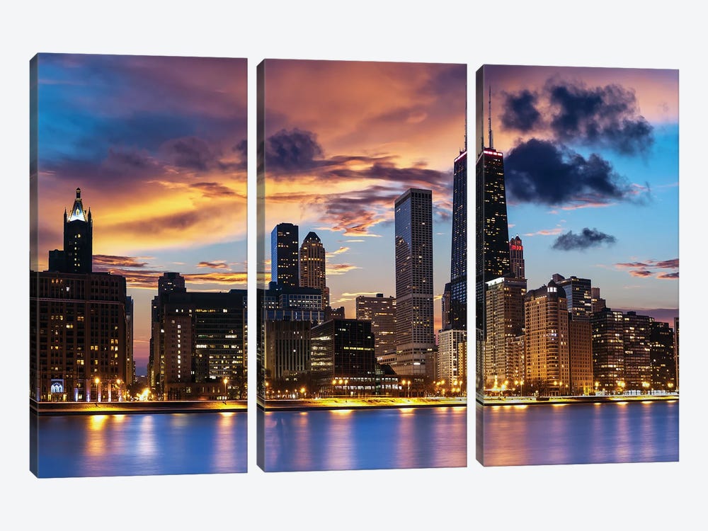 Chicago Skyline by Paul Rommer 3-piece Canvas Print