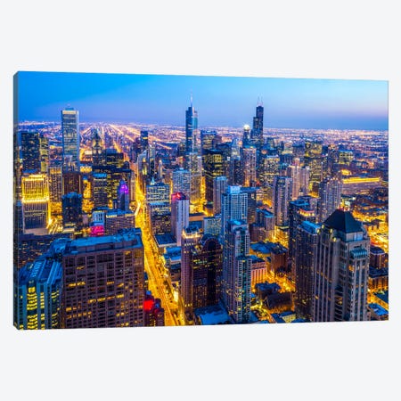 Aerial Chicago City Canvas Print #PUR5730} by Paul Rommer Art Print
