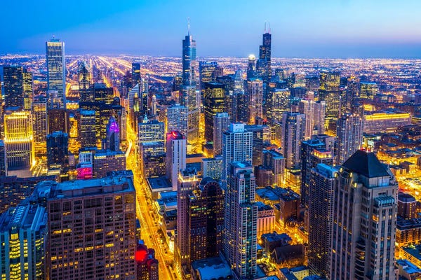 Canvas Print: Aerial Chicago City by Paul Rommer