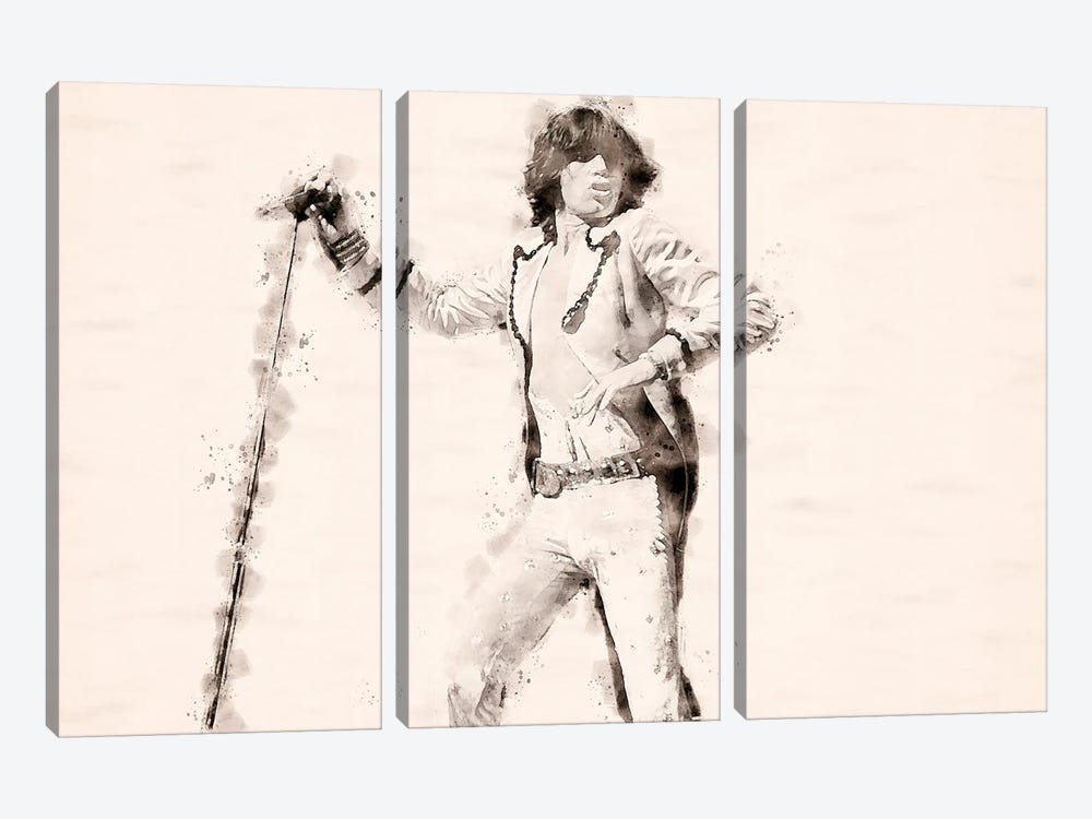 Mick Jagger by Paul Rommer 3-piece Canvas Art Print