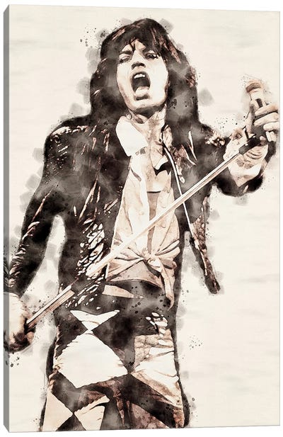 Mick Jagger II Canvas Art Print - Black & White Graphics & Illustrations