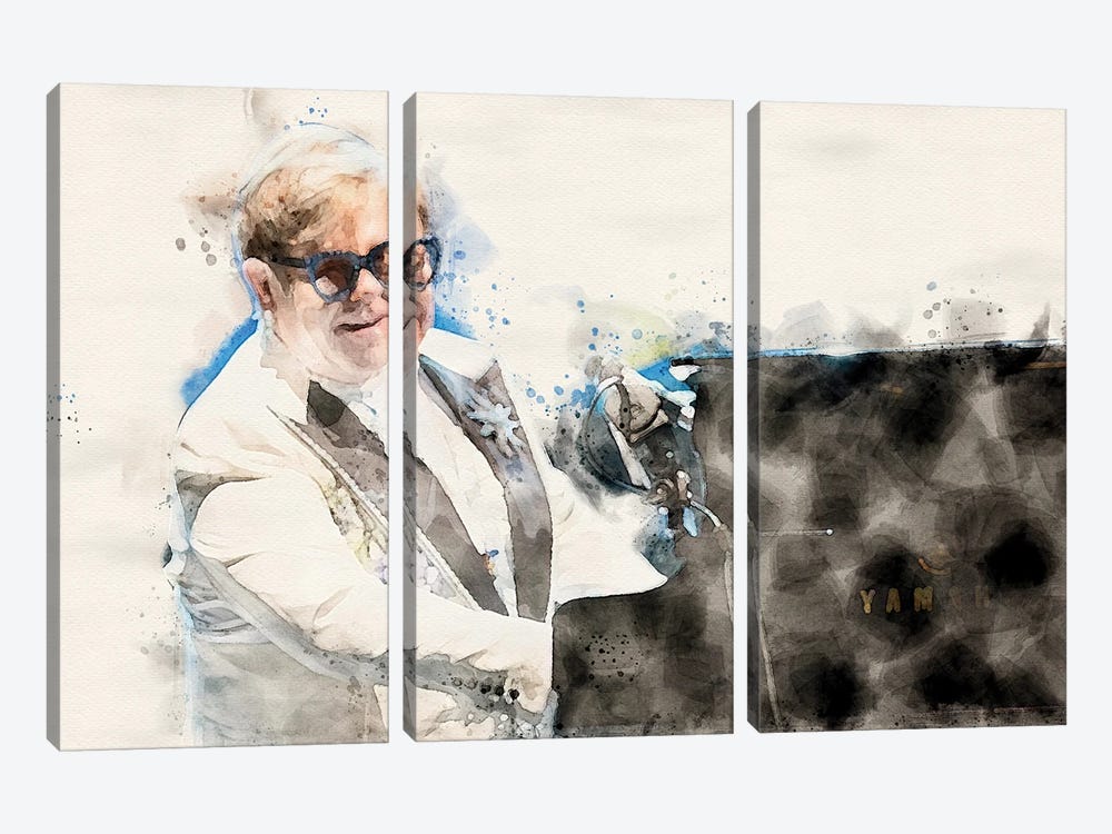 Elton John I by Paul Rommer 3-piece Canvas Wall Art