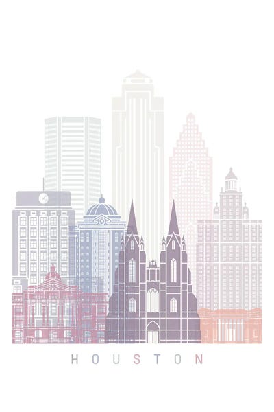 Houston Skyline Poster Pastel by Paul Rommer art print