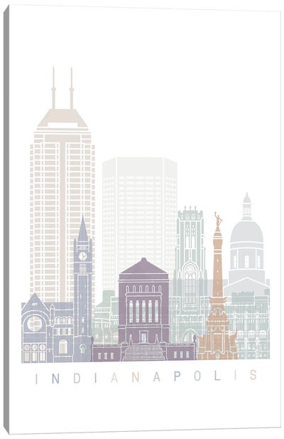 Indianapolis Skyline Poster Pastel Canvas Art Print - Indiana Art