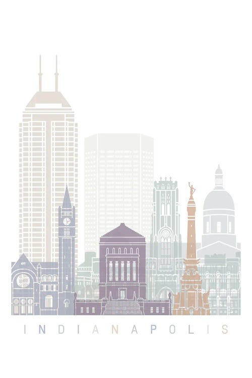 Indianapolis Skyline Poster Pastel