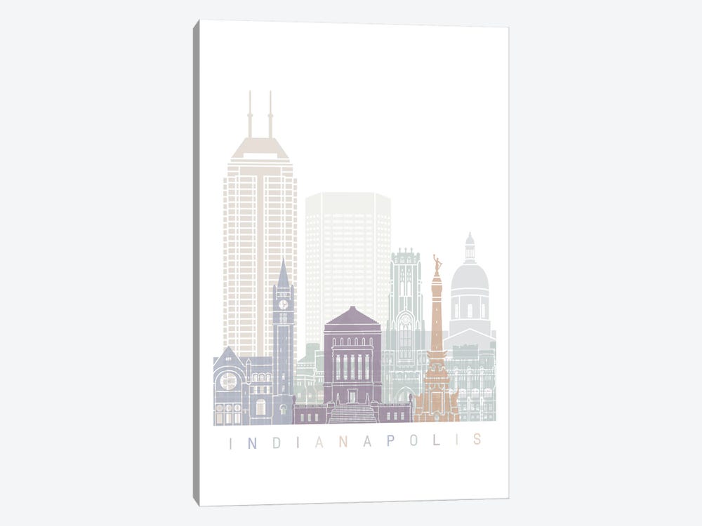 Indianapolis Skyline Poster Pastel by Paul Rommer 1-piece Canvas Art