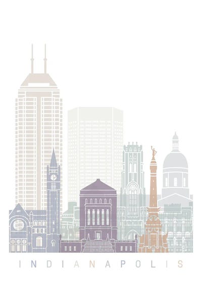 Indiana: Indianapolis Skyline Poster Pastel by Paul Rommer