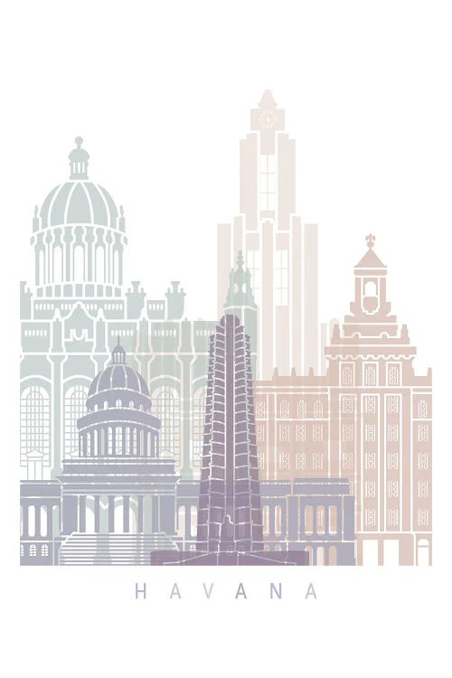 Havana Skyline Poster Pastel