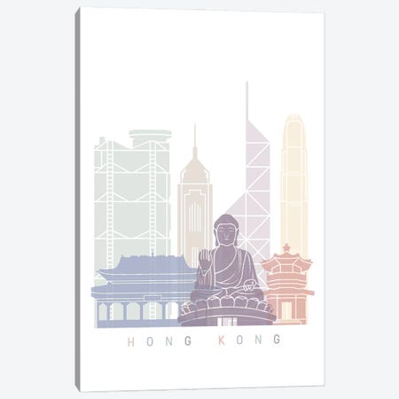 Hong Kong Skyline Poster Pastel Canvas Print #PUR5753} by Paul Rommer Art Print