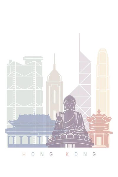 China: Hong Kong Skyline Poster Pastel by Paul Rommer
